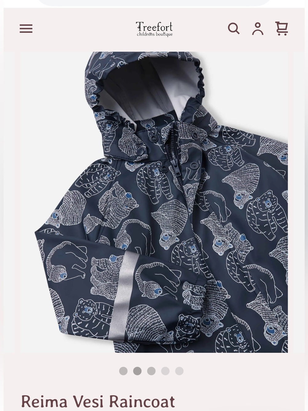 Reima Vesi Kids' Navy Bear Raincoat